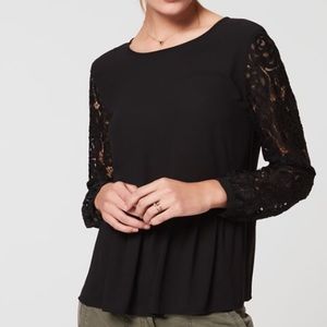 NWT Loft Lace Sleeve Peplum Blouse